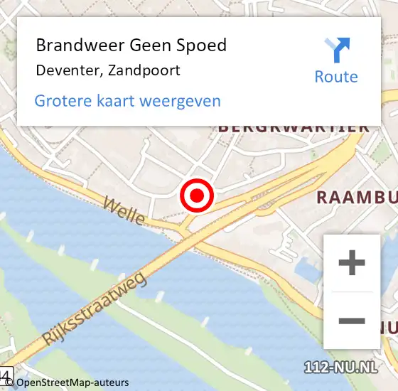 Locatie op kaart van de 112 melding: Brandweer Geen Spoed Naar Deventer, Zandpoort op 18 februari 2022 18:25