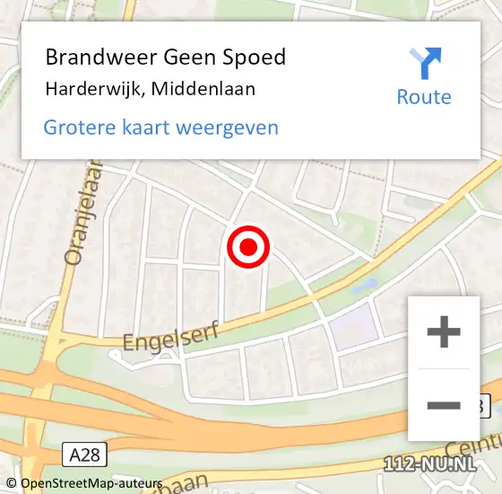 Locatie op kaart van de 112 melding: Brandweer Geen Spoed Naar Harderwijk, Middenlaan op 18 februari 2022 18:25