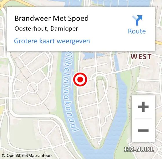 Locatie op kaart van de 112 melding: Brandweer Met Spoed Naar Oosterhout, Damloper op 18 februari 2022 18:26