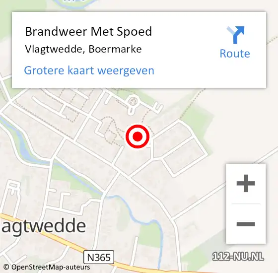 Locatie op kaart van de 112 melding: Brandweer Met Spoed Naar Vlagtwedde, Boermarke op 18 februari 2022 18:26