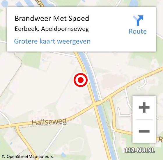 Locatie op kaart van de 112 melding: Brandweer Met Spoed Naar Eerbeek, Apeldoornseweg op 18 februari 2022 18:26