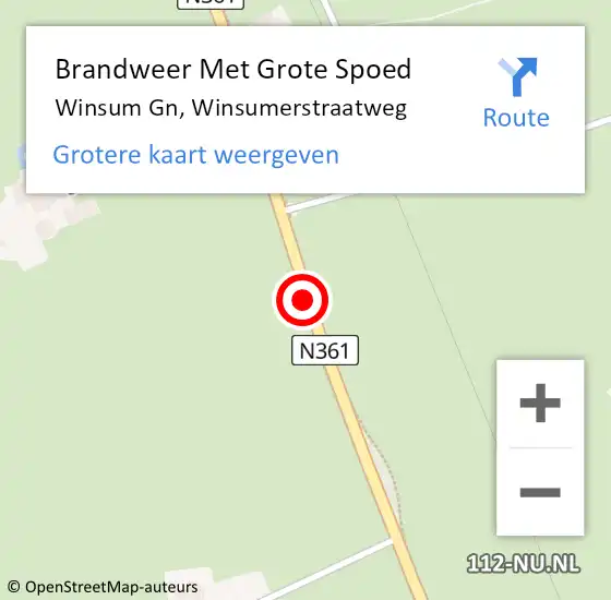 Locatie op kaart van de 112 melding: Brandweer Met Grote Spoed Naar Winsum Gn, Winsumerstraatweg op 7 oktober 2013 17:15