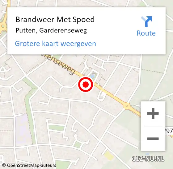 Locatie op kaart van de 112 melding: Brandweer Met Spoed Naar Putten, Garderenseweg op 18 februari 2022 18:27