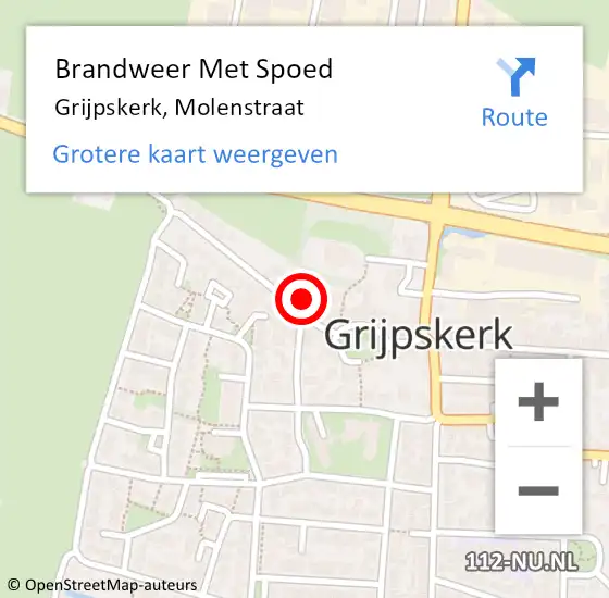 Locatie op kaart van de 112 melding: Brandweer Met Spoed Naar Grijpskerk, Molenstraat op 18 februari 2022 18:27