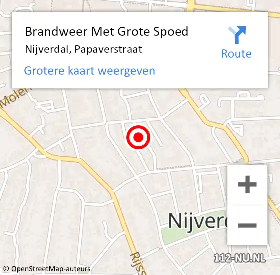 Locatie op kaart van de 112 melding: Brandweer Met Grote Spoed Naar Nijverdal, Papaverstraat op 18 februari 2022 18:29