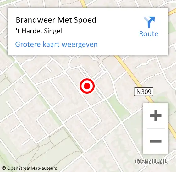 Locatie op kaart van de 112 melding: Brandweer Met Spoed Naar 't Harde, Singel op 18 februari 2022 18:29