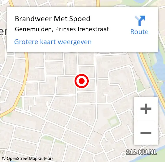 Locatie op kaart van de 112 melding: Brandweer Met Spoed Naar Genemuiden, Prinses Irenestraat op 18 februari 2022 18:29