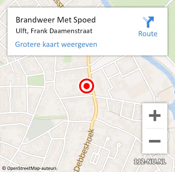 Locatie op kaart van de 112 melding: Brandweer Met Spoed Naar Ulft, Frank Daamenstraat op 18 februari 2022 18:30