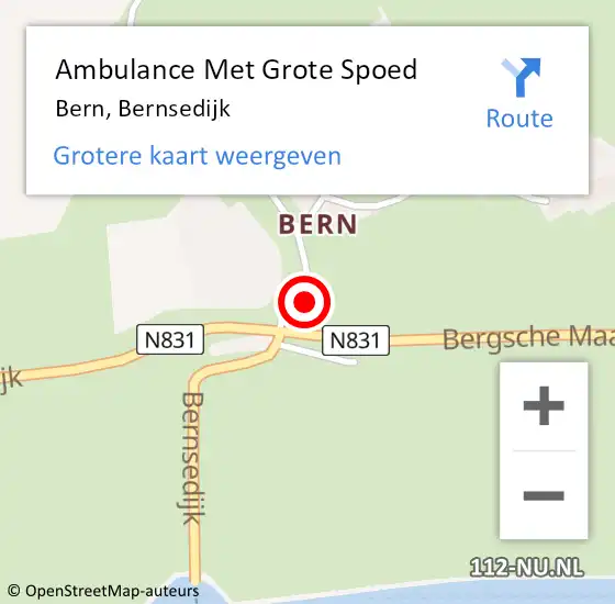 Locatie op kaart van de 112 melding: Ambulance Met Grote Spoed Naar Bern, Bernsedijk op 18 februari 2022 18:32