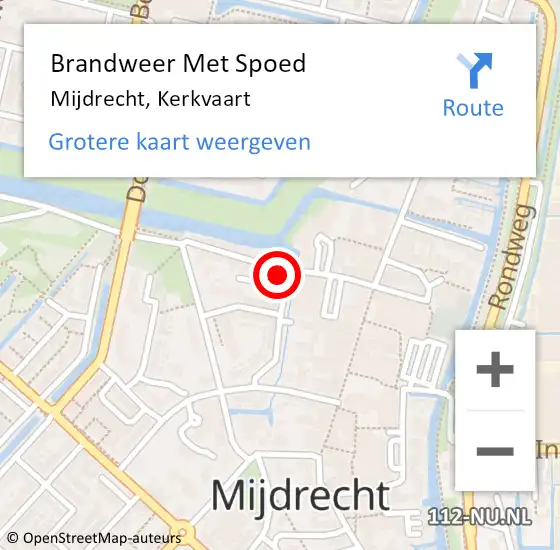 Locatie op kaart van de 112 melding: Brandweer Met Spoed Naar Mijdrecht, Kerkvaart op 18 februari 2022 18:33