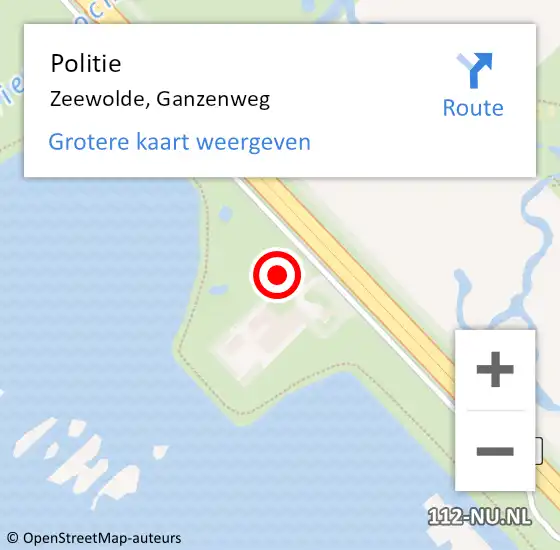 Locatie op kaart van de 112 melding: Politie Zeewolde, Ganzenweg op 18 februari 2022 18:34