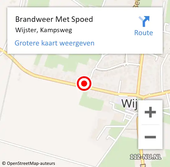Locatie op kaart van de 112 melding: Brandweer Met Spoed Naar Wijster, Kampsweg op 18 februari 2022 18:35