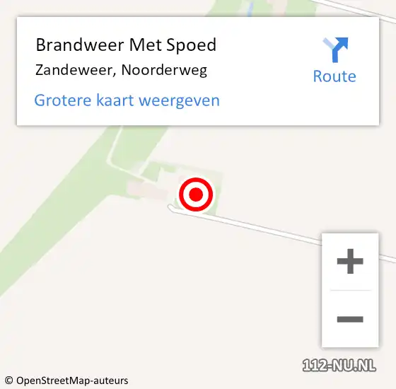 Locatie op kaart van de 112 melding: Brandweer Met Spoed Naar Zandeweer, Noorderweg op 18 februari 2022 18:38