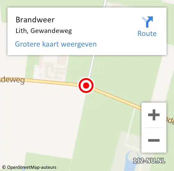 Locatie op kaart van de 112 melding: Brandweer Lith, Gewandeweg op 8 juli 2014 17:54