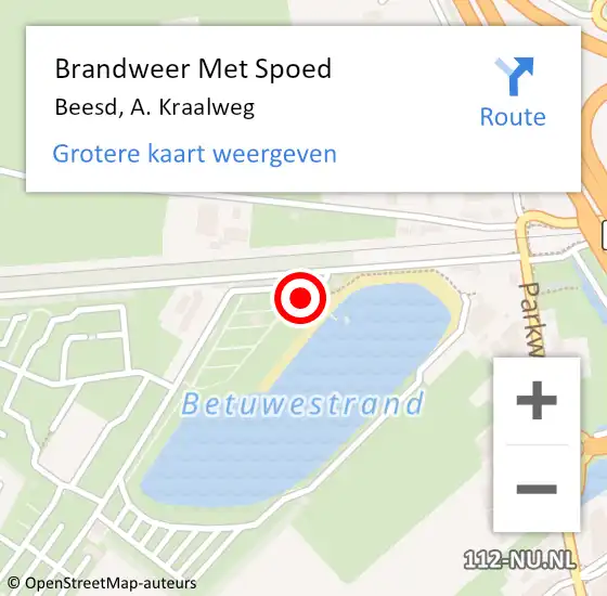 Locatie op kaart van de 112 melding: Brandweer Met Spoed Naar Beesd, A. Kraalweg op 18 februari 2022 18:38