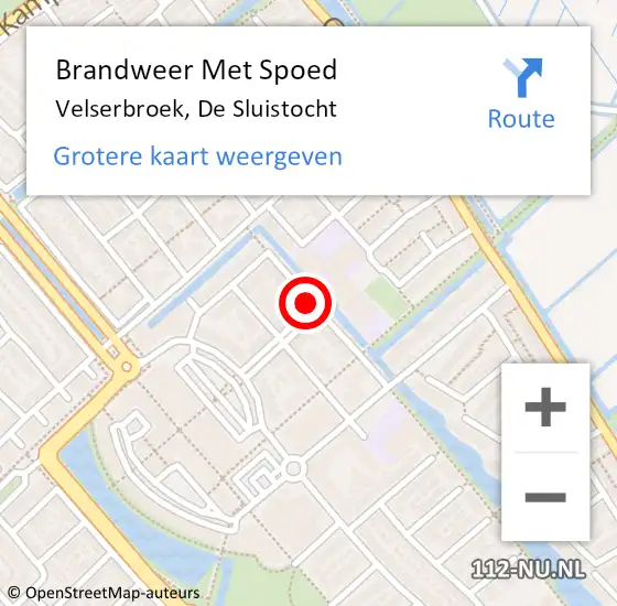 Locatie op kaart van de 112 melding: Brandweer Met Spoed Naar Velserbroek, De Sluistocht op 18 februari 2022 18:38