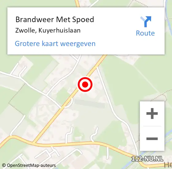 Locatie op kaart van de 112 melding: Brandweer Met Spoed Naar Zwolle, Kuyerhuislaan op 18 februari 2022 18:40