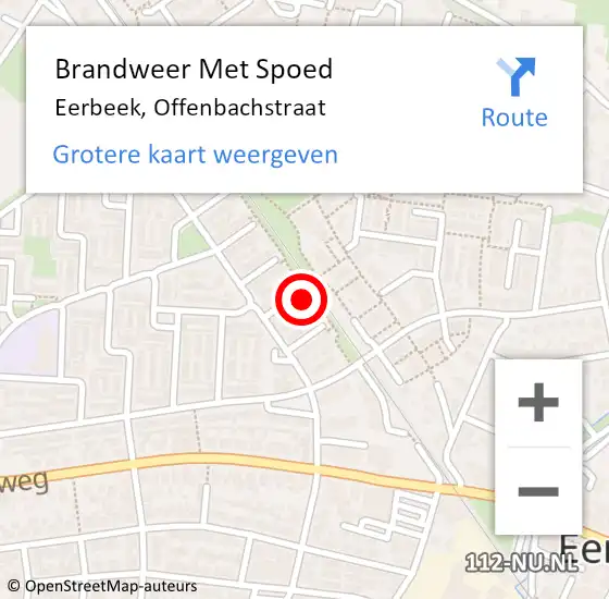 Locatie op kaart van de 112 melding: Brandweer Met Spoed Naar Eerbeek, Offenbachstraat op 18 februari 2022 18:40