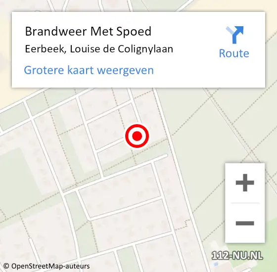 Locatie op kaart van de 112 melding: Brandweer Met Spoed Naar Eerbeek, Louise de Colignylaan op 18 februari 2022 18:41