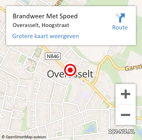 Locatie op kaart van de 112 melding: Brandweer Met Spoed Naar Overasselt, Hoogstraat op 18 februari 2022 18:42