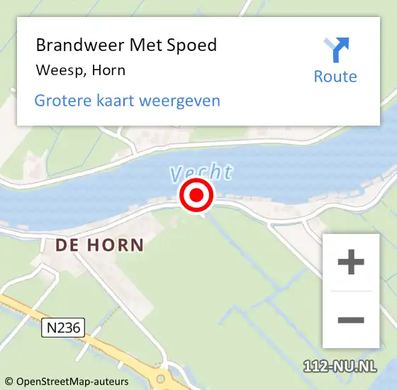 Locatie op kaart van de 112 melding: Brandweer Met Spoed Naar Weesp, Horn op 18 februari 2022 18:43