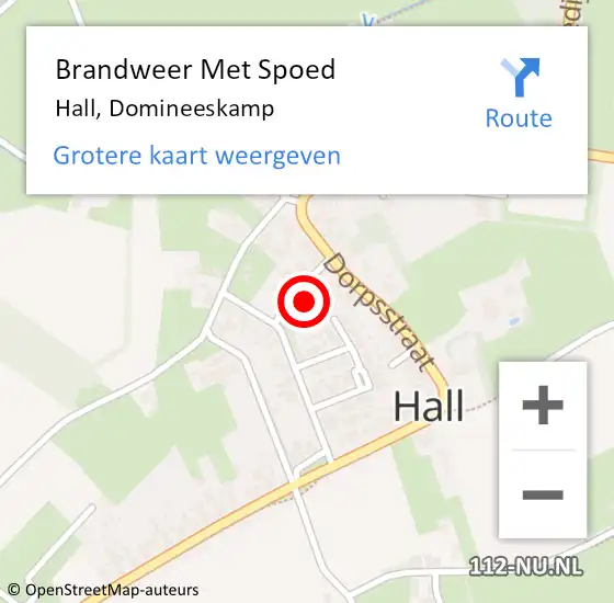 Locatie op kaart van de 112 melding: Brandweer Met Spoed Naar Hall, Domineeskamp op 18 februari 2022 18:44