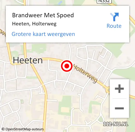 Locatie op kaart van de 112 melding: Brandweer Met Spoed Naar Heeten, Holterweg op 18 februari 2022 18:45