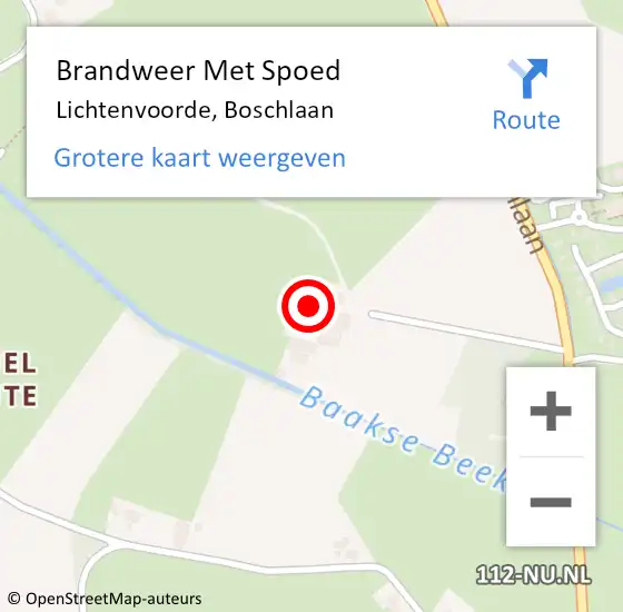 Locatie op kaart van de 112 melding: Brandweer Met Spoed Naar Lichtenvoorde, Boschlaan op 18 februari 2022 18:46