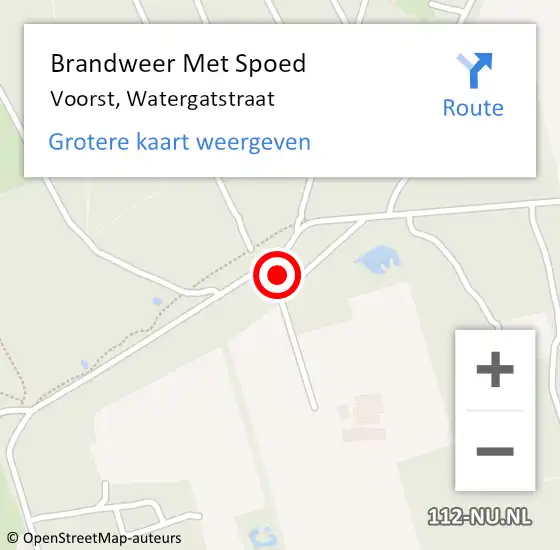 Locatie op kaart van de 112 melding: Brandweer Met Spoed Naar Voorst, Watergatstraat op 18 februari 2022 18:50