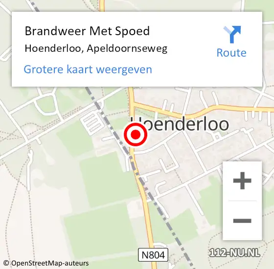 Locatie op kaart van de 112 melding: Brandweer Met Spoed Naar Hoenderloo, Apeldoornseweg op 18 februari 2022 18:51