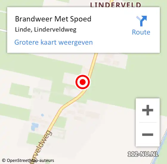 Locatie op kaart van de 112 melding: Brandweer Met Spoed Naar Linde, Linderveldweg op 18 februari 2022 18:51