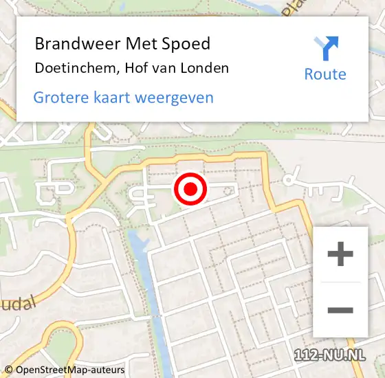 Locatie op kaart van de 112 melding: Brandweer Met Spoed Naar Doetinchem, Hof van Londen op 18 februari 2022 18:52