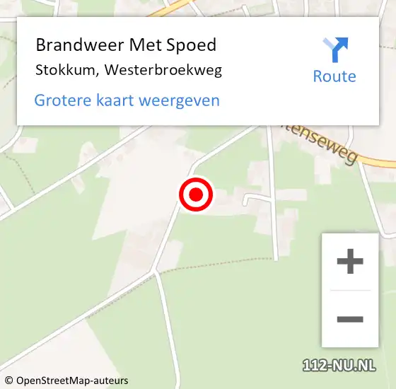 Locatie op kaart van de 112 melding: Brandweer Met Spoed Naar Stokkum, Westerbroekweg op 18 februari 2022 18:53