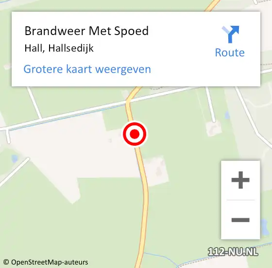 Locatie op kaart van de 112 melding: Brandweer Met Spoed Naar Hall, Hallsedijk op 18 februari 2022 18:54