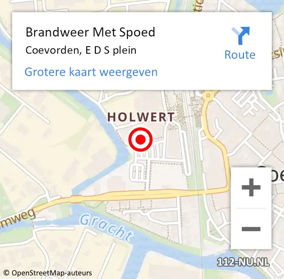 Locatie op kaart van de 112 melding: Brandweer Met Spoed Naar Coevorden, E D S plein op 18 februari 2022 18:54