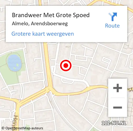 Locatie op kaart van de 112 melding: Brandweer Met Grote Spoed Naar Almelo, Arendsboerweg op 8 juli 2014 17:58