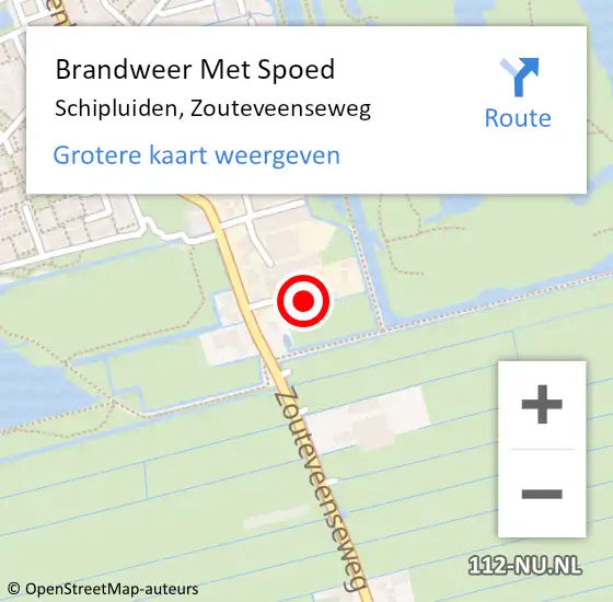 Locatie op kaart van de 112 melding: Brandweer Met Spoed Naar Schipluiden, Zouteveenseweg op 18 februari 2022 18:55