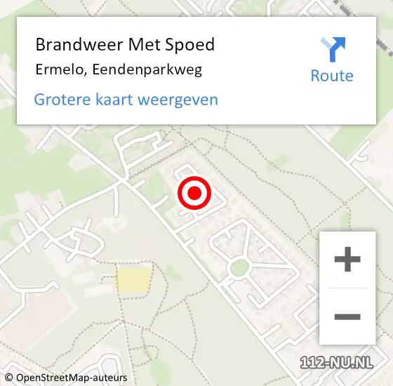 Locatie op kaart van de 112 melding: Brandweer Met Spoed Naar Ermelo, Eendenparkweg op 18 februari 2022 18:56