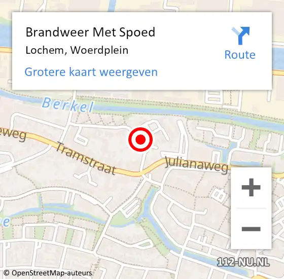 Locatie op kaart van de 112 melding: Brandweer Met Spoed Naar Lochem, Woerdplein op 18 februari 2022 18:56