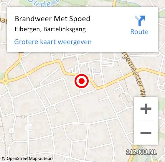 Locatie op kaart van de 112 melding: Brandweer Met Spoed Naar Eibergen, Bartelinksgang op 18 februari 2022 18:57