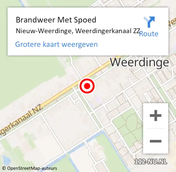 Locatie op kaart van de 112 melding: Brandweer Met Spoed Naar Nieuw-Weerdinge, Weerdingerkanaal ZZ op 18 februari 2022 18:57