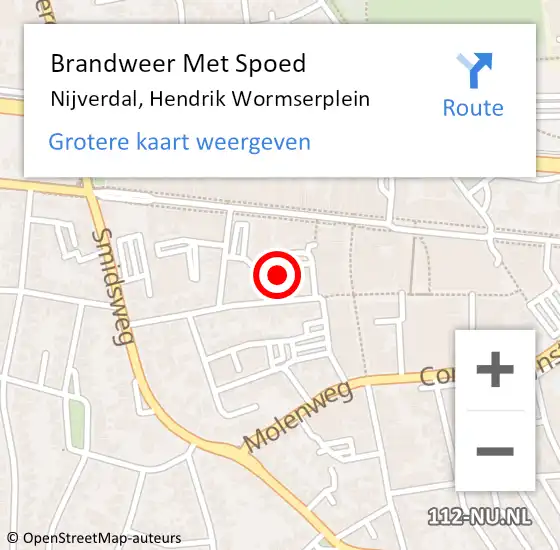 Locatie op kaart van de 112 melding: Brandweer Met Spoed Naar Nijverdal, Hendrik Wormserplein op 18 februari 2022 18:58