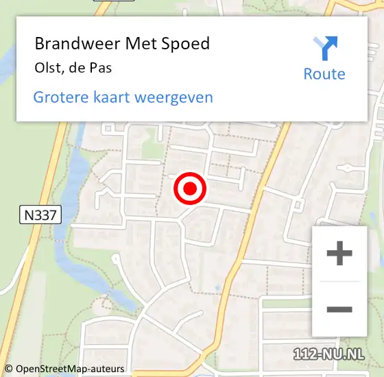 Locatie op kaart van de 112 melding: Brandweer Met Spoed Naar Olst, de Pas op 18 februari 2022 18:59