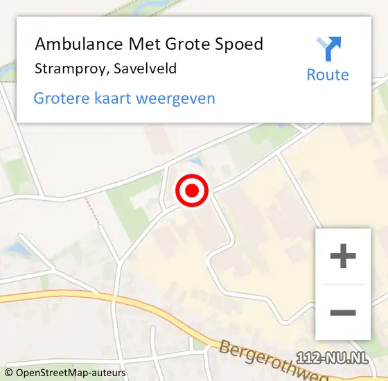 Locatie op kaart van de 112 melding: Ambulance Met Grote Spoed Naar Stramproy, Savelveld op 18 februari 2022 19:00