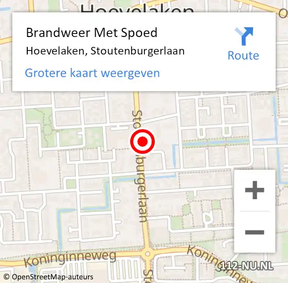 Locatie op kaart van de 112 melding: Brandweer Met Spoed Naar Hoevelaken, Stoutenburgerlaan op 18 februari 2022 19:00