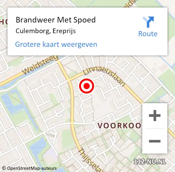 Locatie op kaart van de 112 melding: Brandweer Met Spoed Naar Culemborg, Ereprijs op 18 februari 2022 19:04