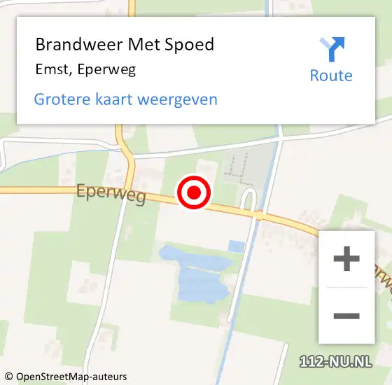 Locatie op kaart van de 112 melding: Brandweer Met Spoed Naar Emst, Eperweg op 18 februari 2022 19:05