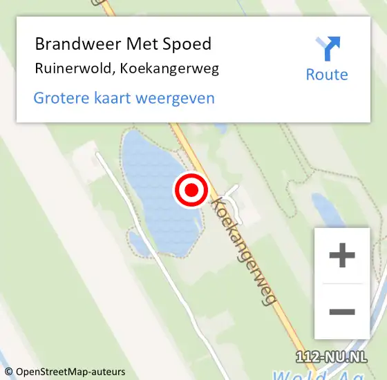 Locatie op kaart van de 112 melding: Brandweer Met Spoed Naar Ruinerwold, Koekangerweg op 18 februari 2022 19:05