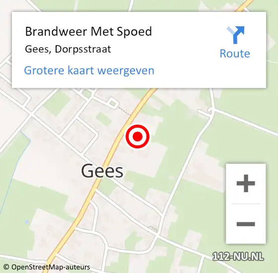 Locatie op kaart van de 112 melding: Brandweer Met Spoed Naar Gees, Dorpsstraat op 18 februari 2022 19:05