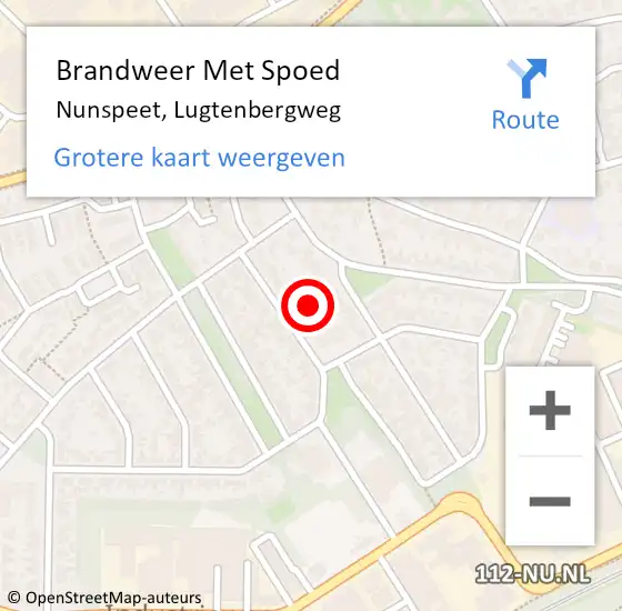 Locatie op kaart van de 112 melding: Brandweer Met Spoed Naar Nunspeet, Lugtenbergweg op 18 februari 2022 19:07